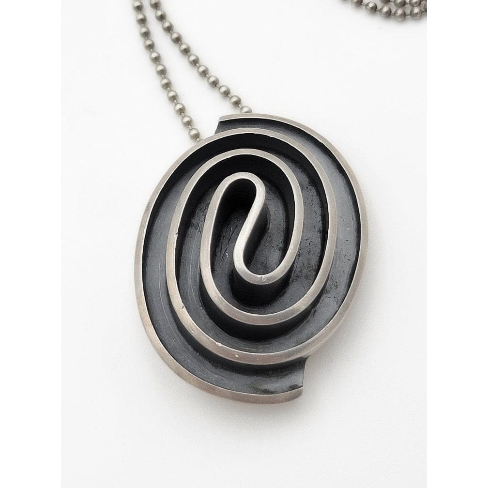 Maricela Taxco Jewelry Vintage Iconic Taxco Designer Maricela Modernist 3-D Maze Sterling Pendant Necklace