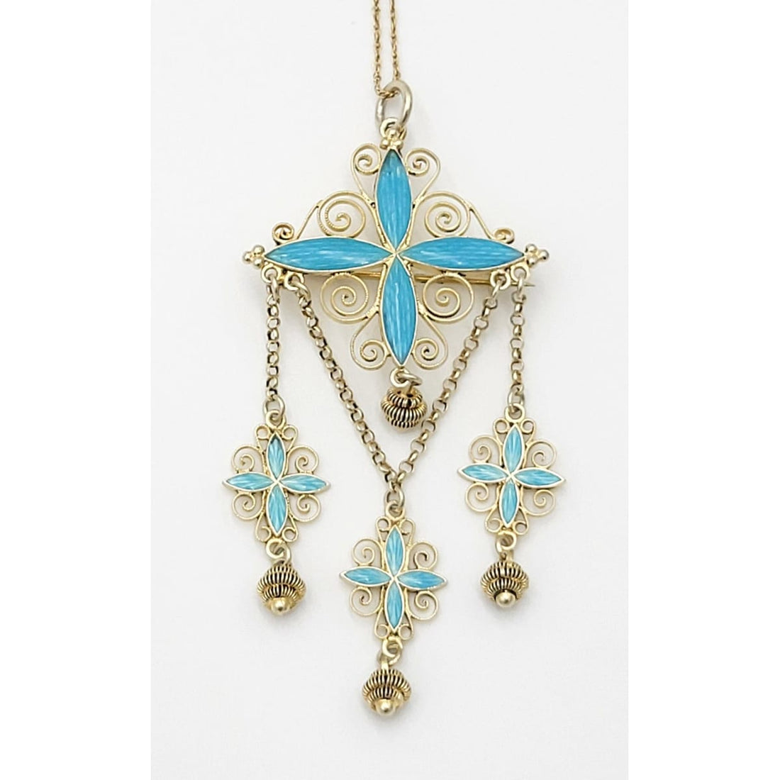 Marius Hammer Jewelry Marius Hammer Norway Sterling Enamel Solje Pendant Necklace 1910s