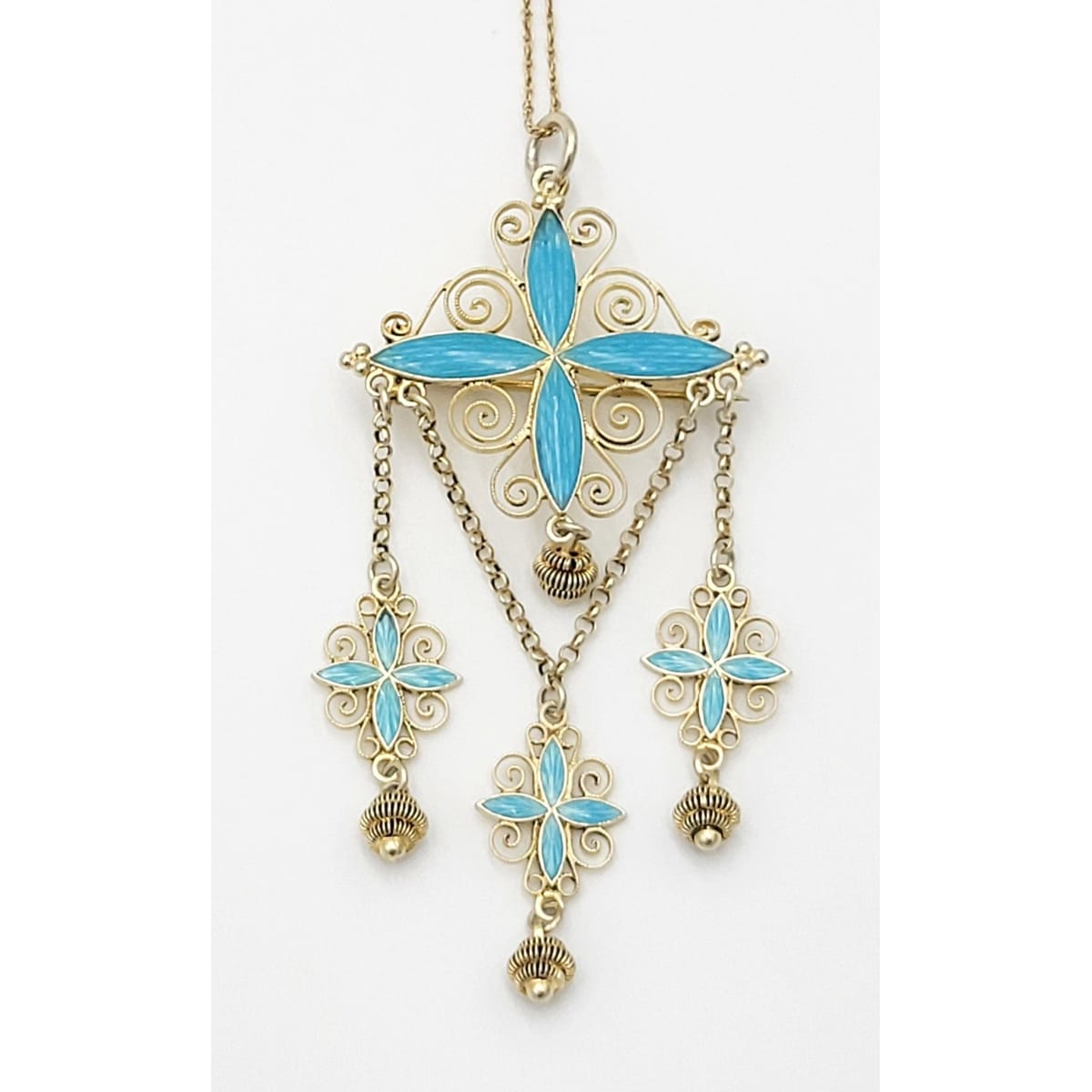 Marius Hammer Jewelry Marius Hammer Norway Sterling Enamel Solje Pendant Necklace 1910s