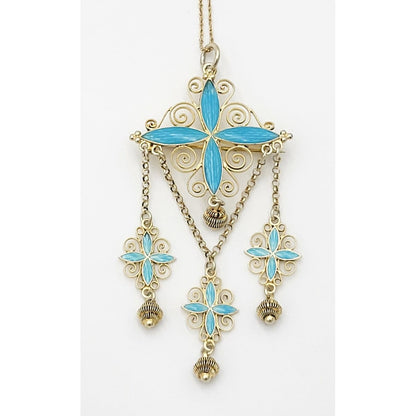 Marius Hammer Jewelry Marius Hammer Norway Sterling Enamel Solje Pendant Necklace 1910s