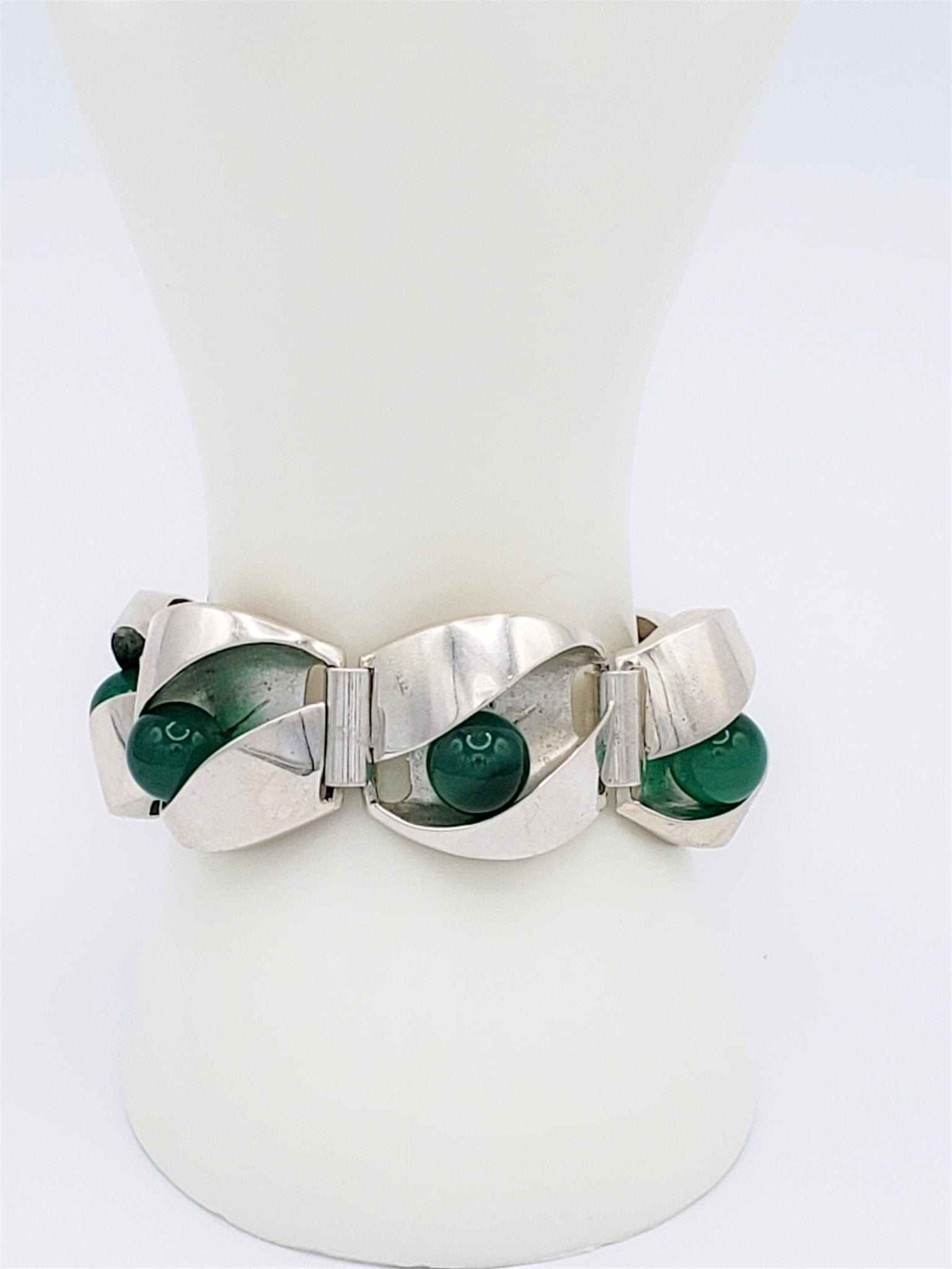 Matti J Hyvarinen Jewelry VNTG 925SS Hyvärinen Sirokoru Finland Modernist Floating Orbs Bracelet 1974 HUGE!