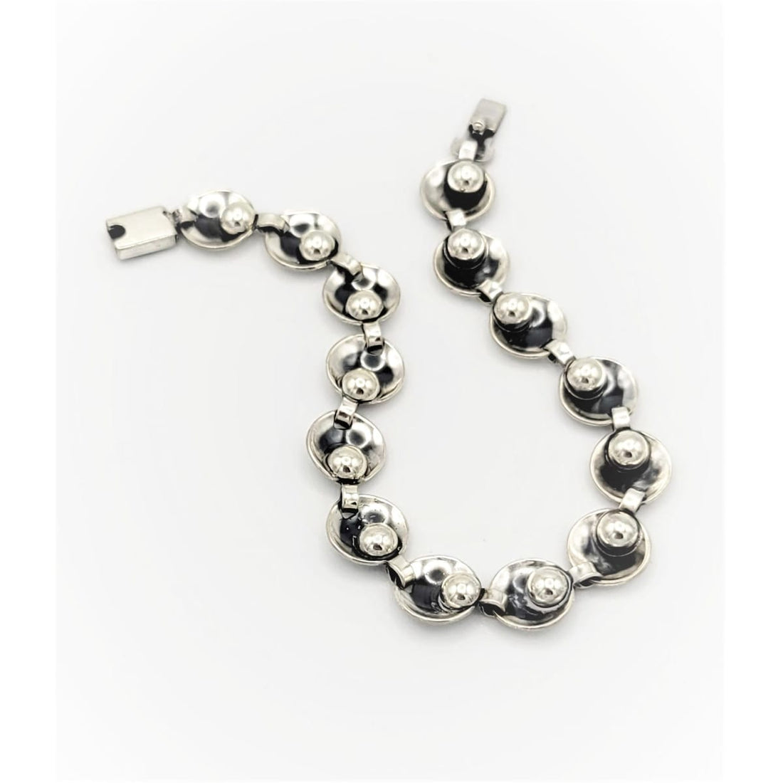 Max Standager Jewelry Danish Designer Max Standager Sterling Silver 3-D Orbs Link Bracelet Circa 1960s