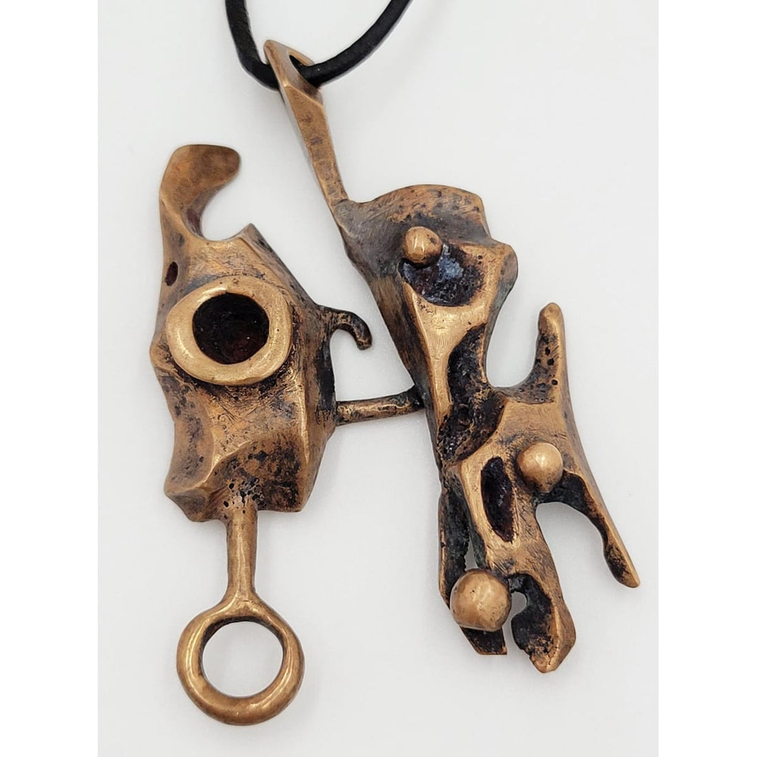 MCM Brutalist Copper Necklace Jewelry MCM Hefty Large Patinaed Copper Abstract Constructivism Hand Forged Necklace