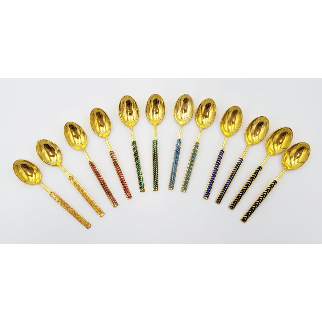Meka Sterling silverware Meka Denmark Sterling Enamel Demitasse RARE 12 Spoon Set in Orig Box 50/60s