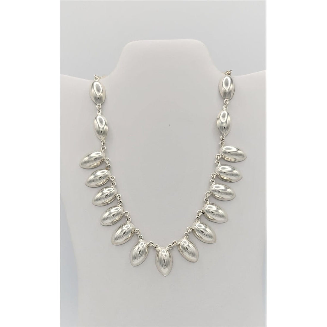 Metales Taxco Jewelry Vintage 925 Sterling Silver Metales Taxco Puffy Teardrop Multi-Link Statement Necklace