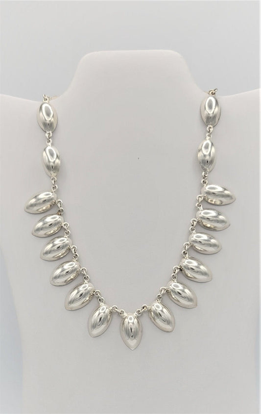 Metales Taxco Jewelry Vintage 925 Sterling Silver Metales Taxco Puffy Teardrop Multi-Link Statement Necklace