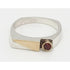 Michael Lehrman Jewelry CA Designer Michael Lehrman Sterling 14k Garnet Modernist Band Ring 1980s