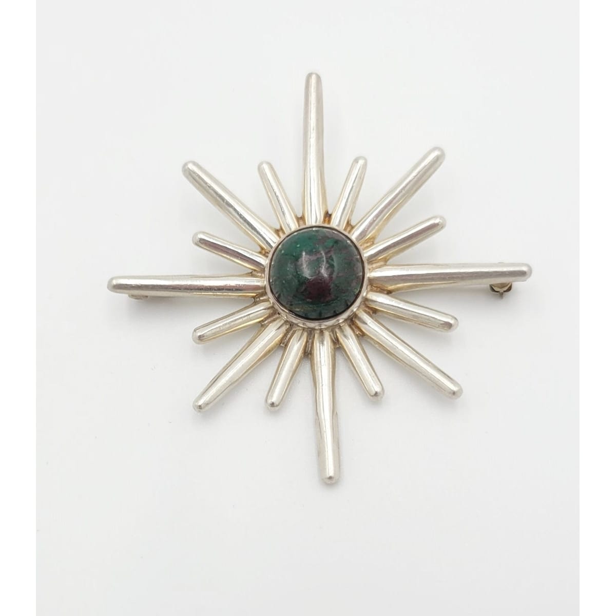 Miguel Melendez Jewelry Miguel Melendez Margot de Taxco Sterling Malachite Iconic Sunburst Brooch 1950s