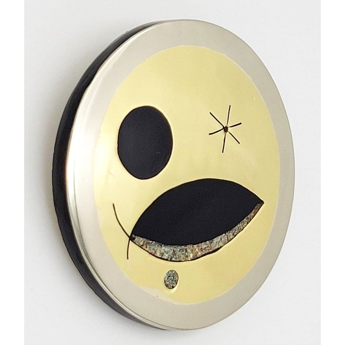 Miguel Taxco Jewelry Taxco Abstract Modernist Sterling Brooch w/ Inlay Stone Enamel Brass Circa 1940s