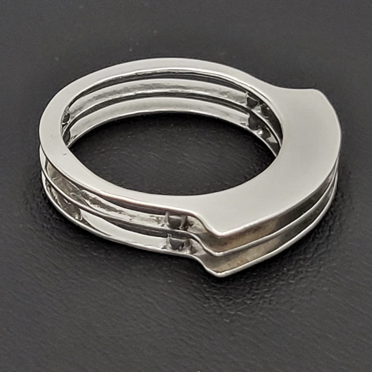 Modernist Italian Sterling Ring Jewelry Italian Designer Sterling Silver Abstract Modernist Triple Layered Cocktail Ring