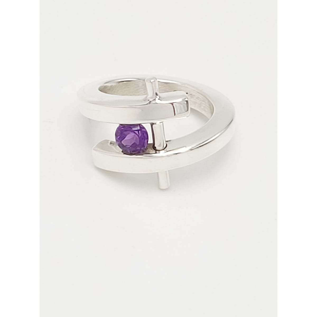 Modernist Sterling Amethyst Ring Jewelry Superb Estate Designer Sterling Silver &amp; Amethyst Abstract Modernist Ring