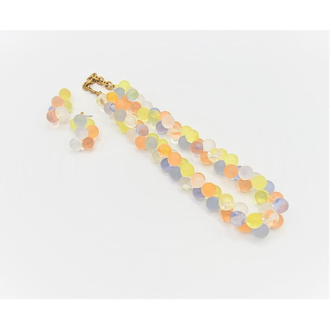 Monet Jewelry Vintage MONET WISTERIA Frosted Lucite Pastel Colors Bubbles Necklace Earrings Set