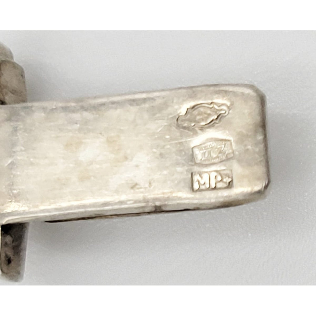 MP Netherlands Jewelry Dutch Designer Sterling &amp; Chocolate Marcasite Art Deco Panel Links Bracelet 1959