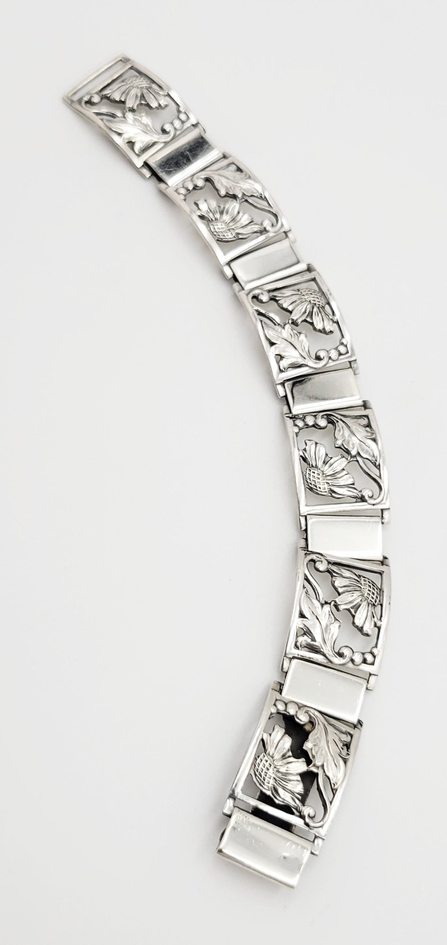 Munksgaard Jewelry Munksgaard Denmark Art Deco Sunflowers #310 Sterling Panel Links Bracelet