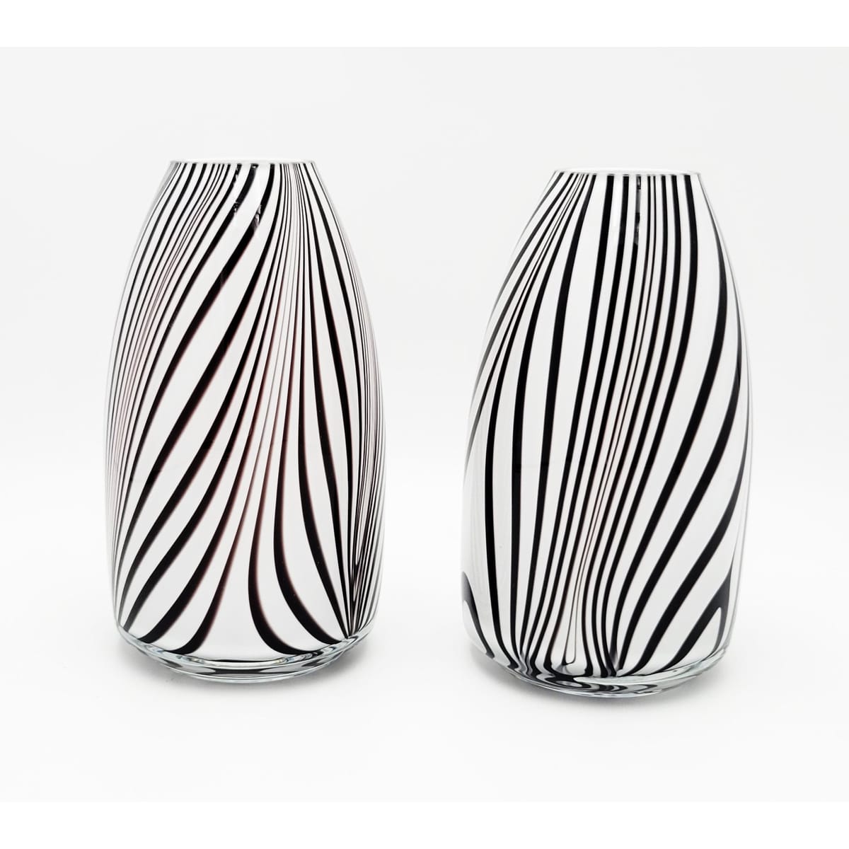 Murano Italy Vase Set of 2 Vintage Modernist Abstract Murano Hand Blown Art Glass Cased Vases