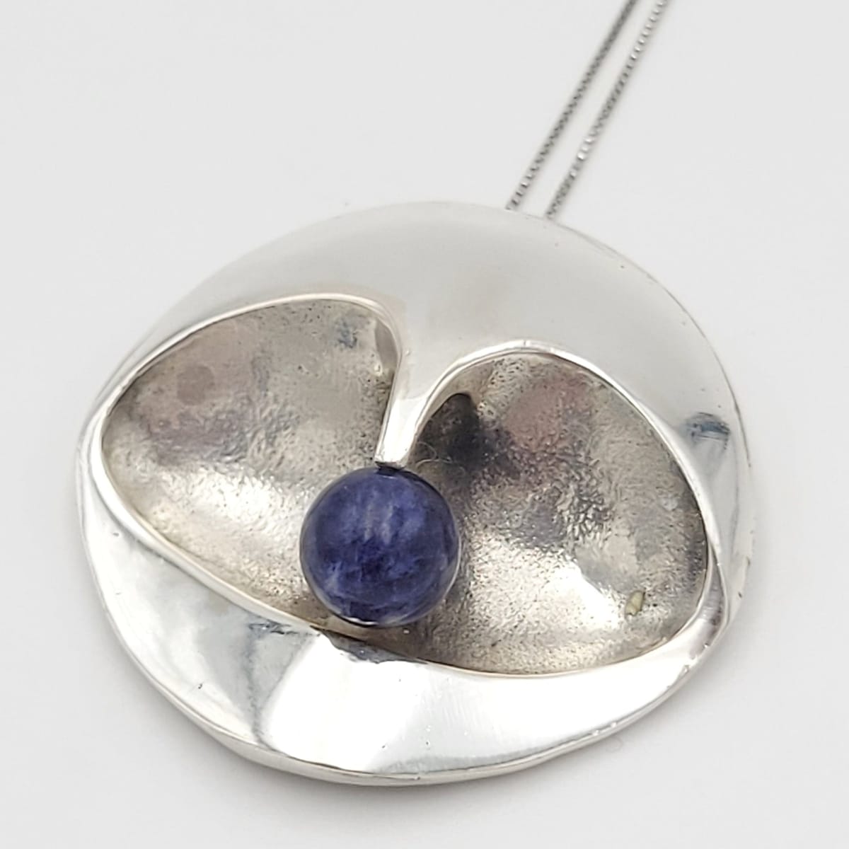 Netherlands Sterling Jewelry Netherlands Designer Sterling &amp; Lapis Lazuli Abstract Modernist Pendant Necklace