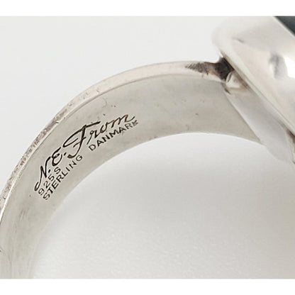 Niels Erik From Jewelry Danish Designer Niels Erik From Sterling Nephrite Modernist Ring Circa 1940s