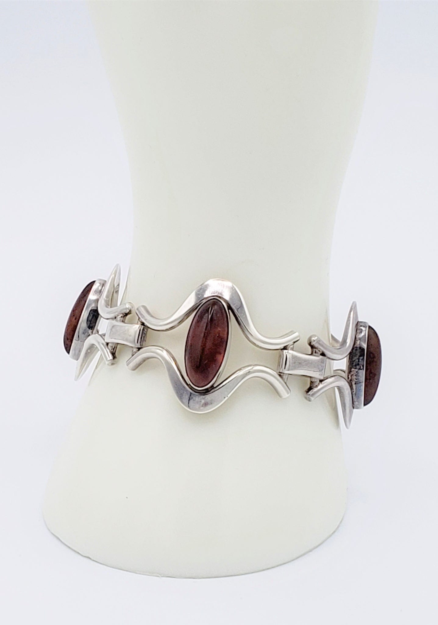 Niels Erik From Jewelry Designer Niels Erik From Denmark Sterling Amber Modernist Bracelet Circa 40s-50s