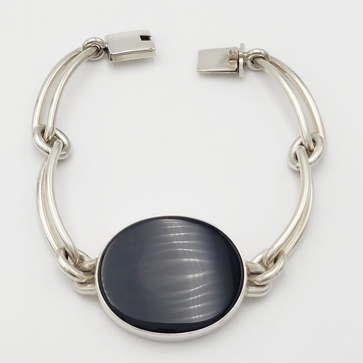 Niels Erik From Jewelry Designer Niels Erik From Denmark Sterling &amp; Onyx Modernist Bracelet Circa 40s-50s