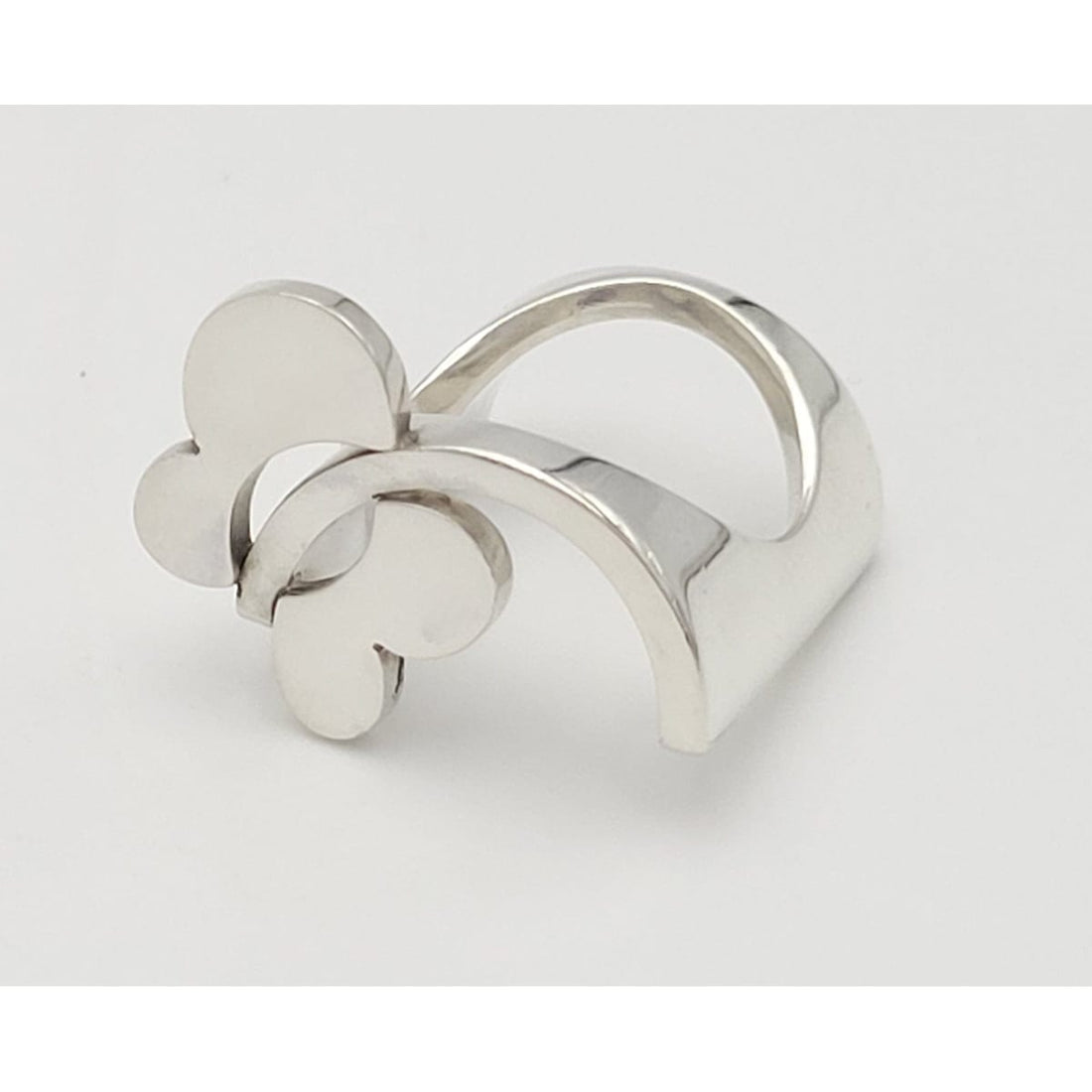 Niels Erik From Jewelry Niels Erik From Denmark Sterling 3D Modernist Square Flower Ring Circa 1960s