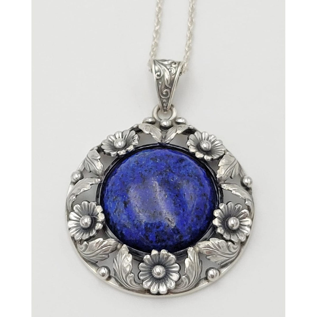 Niels Erik From Jewelry Niels Erik From Denmark Sterling &amp; Lapis Lazuli Flora Fauna Flower Necklace 1940s