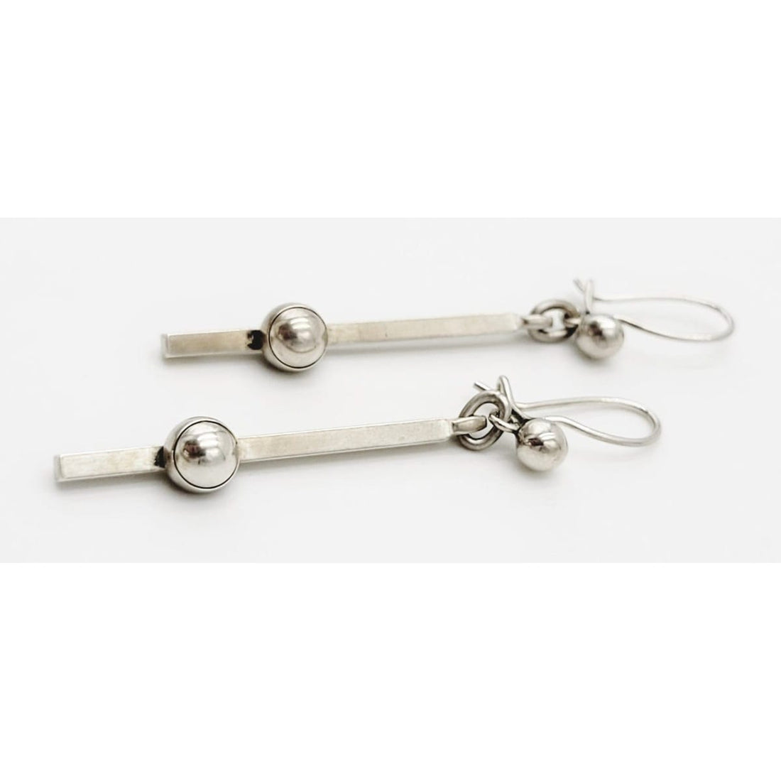 Niels Erik From Jewelry Niels Erik From Denmark Sterling Modernist Bar Link Ball Dangle Earrings 1960s