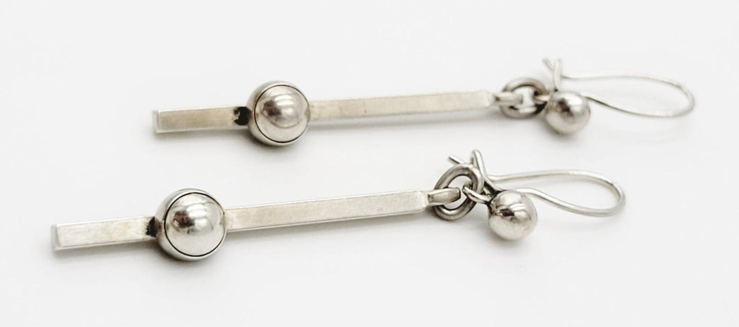 Niels Erik From Jewelry Niels Erik From Denmark Sterling Modernist Bar Link Ball Dangle Earrings 1960s