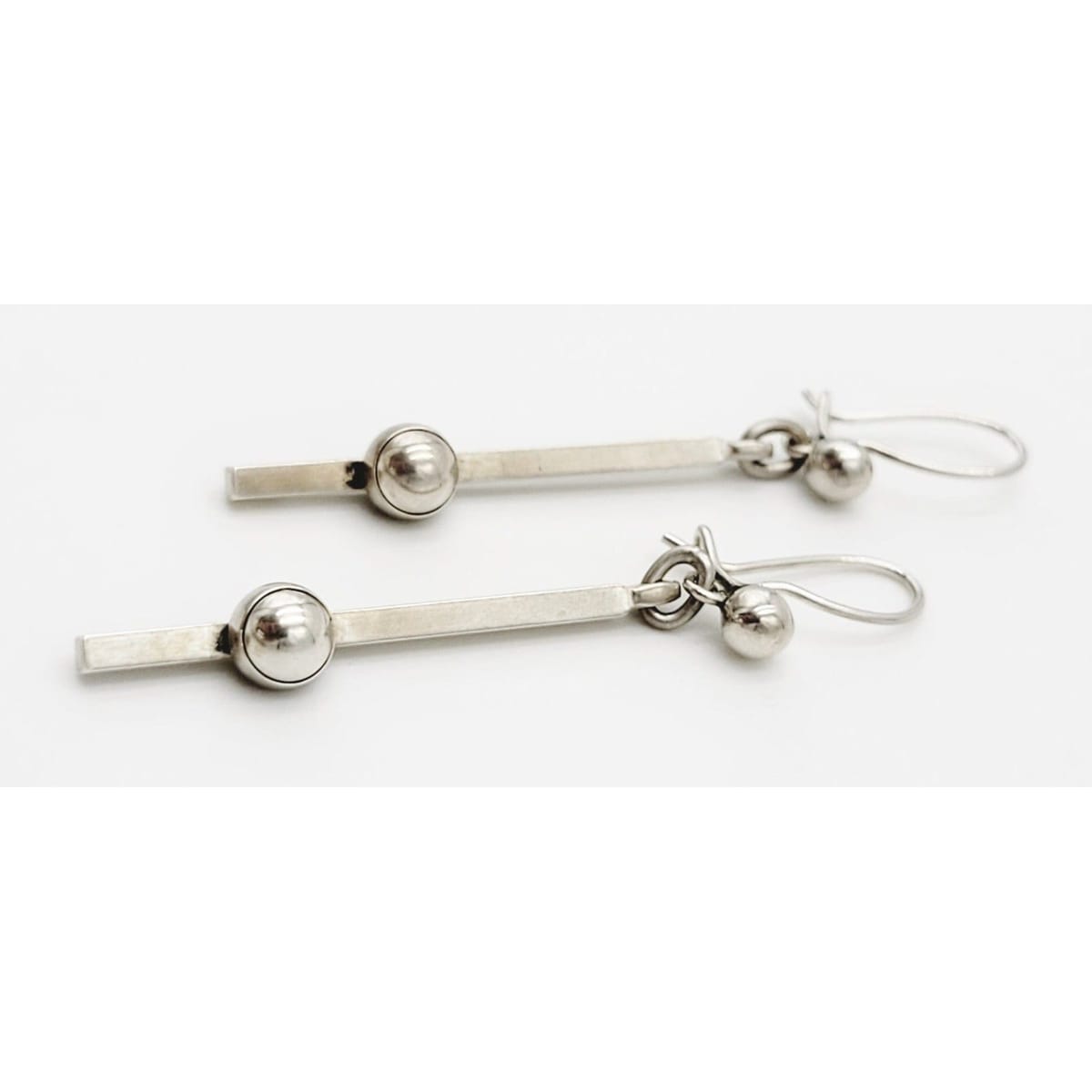 Niels Erik From Jewelry Niels Erik From Denmark Sterling Modernist Bar Link Ball Dangle Earrings 1960s
