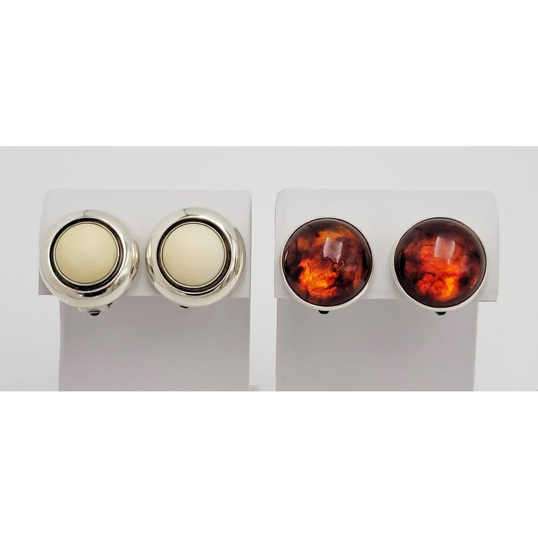Niels Erik From Jewelry Niels Erik From Denmark Sterling White Agate &amp; Earrings Circa 40s-50s