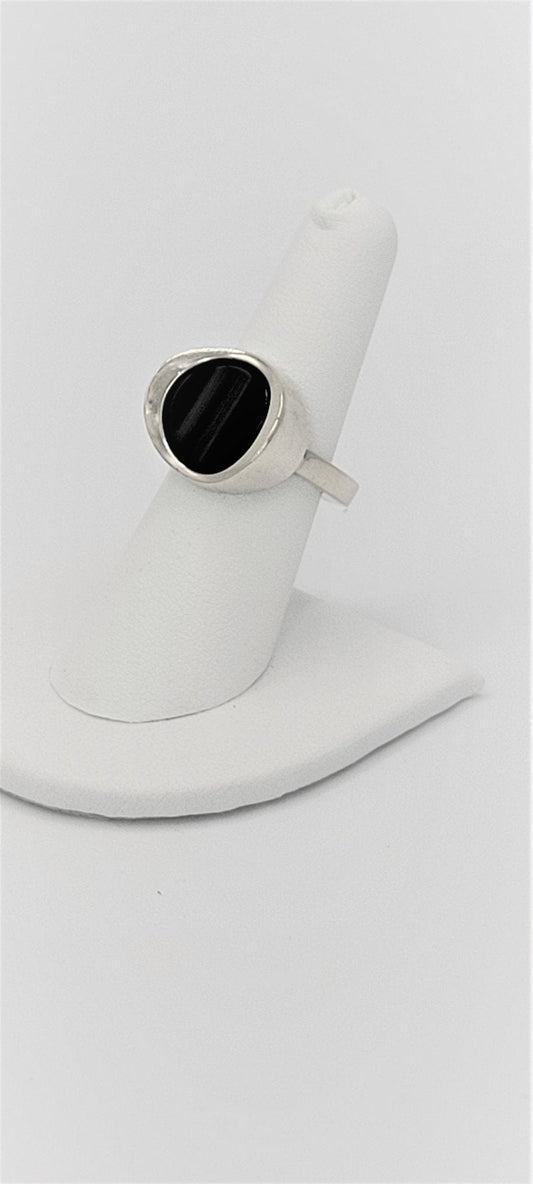 Niels Erik From Jewelry Niels Erik From of Denmark 925 Sterling Silver Onyx Modernist Ring Circa 1960s