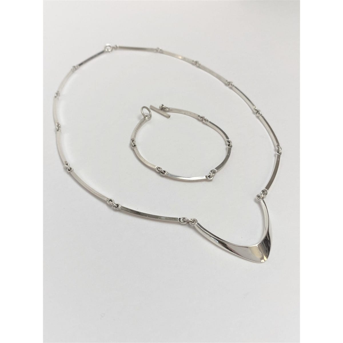 Niels Erik From Jewelry RARE Vintage NE FROM Denmark 925S Modernist Bar Links Bracelet Necklace Set 60s