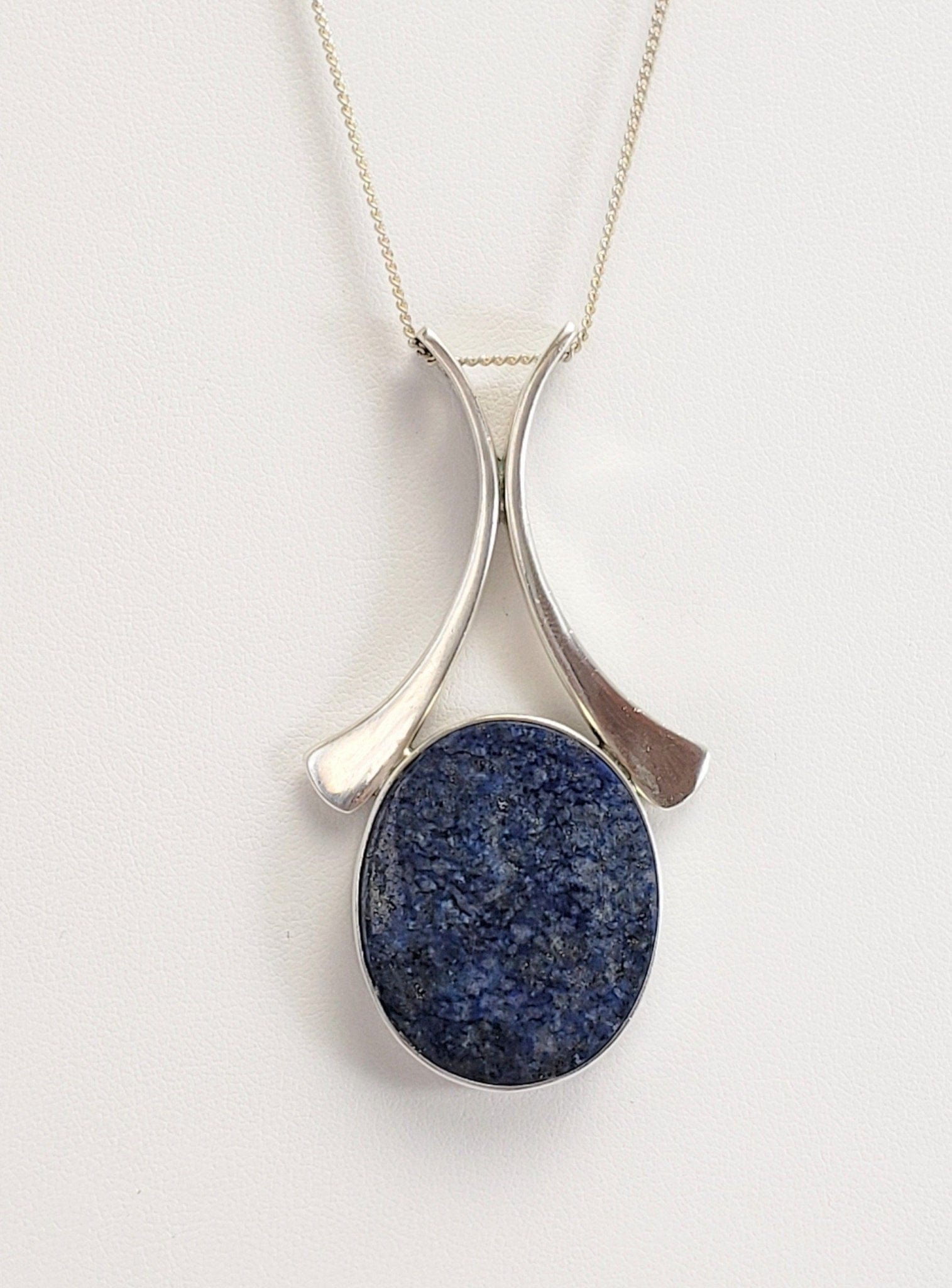 Niels Erik From Jewelry VNTG Niels Erik From Denmark 925 Sterling Modernist Lapis Lazuli Pendant Necklace