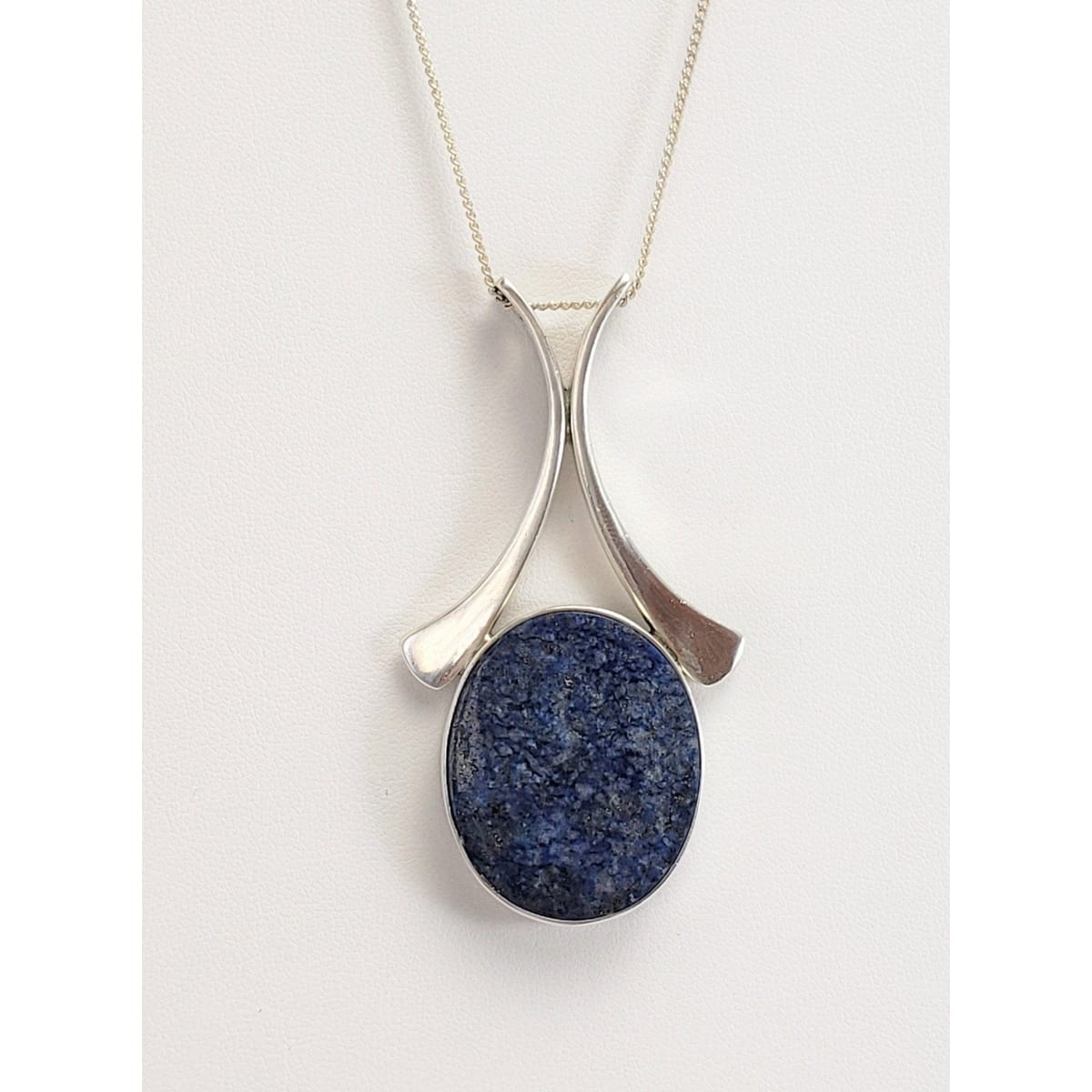Niels Erik From Jewelry VNTG Niels Erik From Denmark 925 Sterling Modernist Lapis Lazuli Pendant Necklace