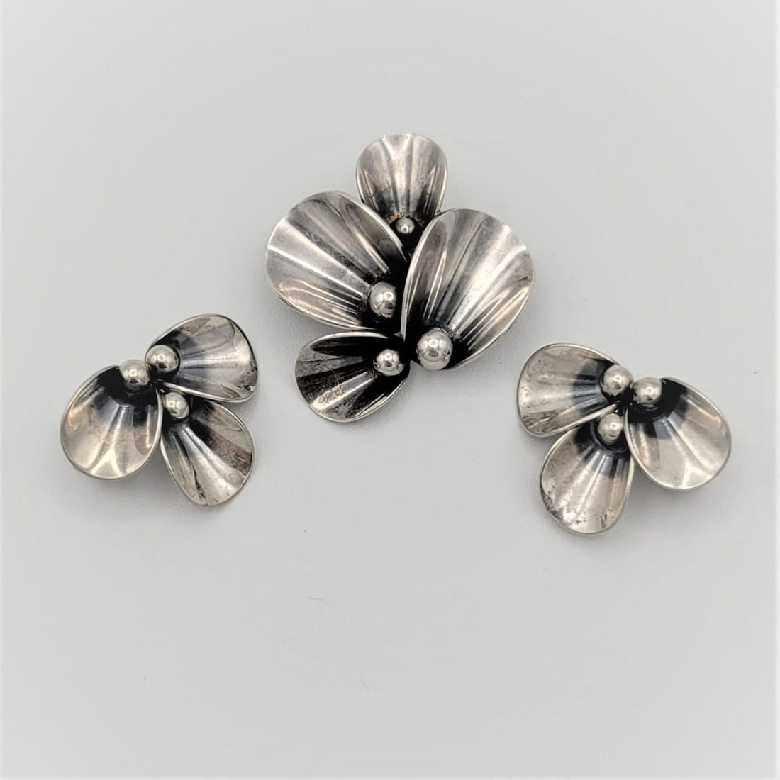 Niels Erik From Jewelry VTG Niels Erik From NE FROM Denmark 925S Modernist Flower Brooch &amp; Earrings