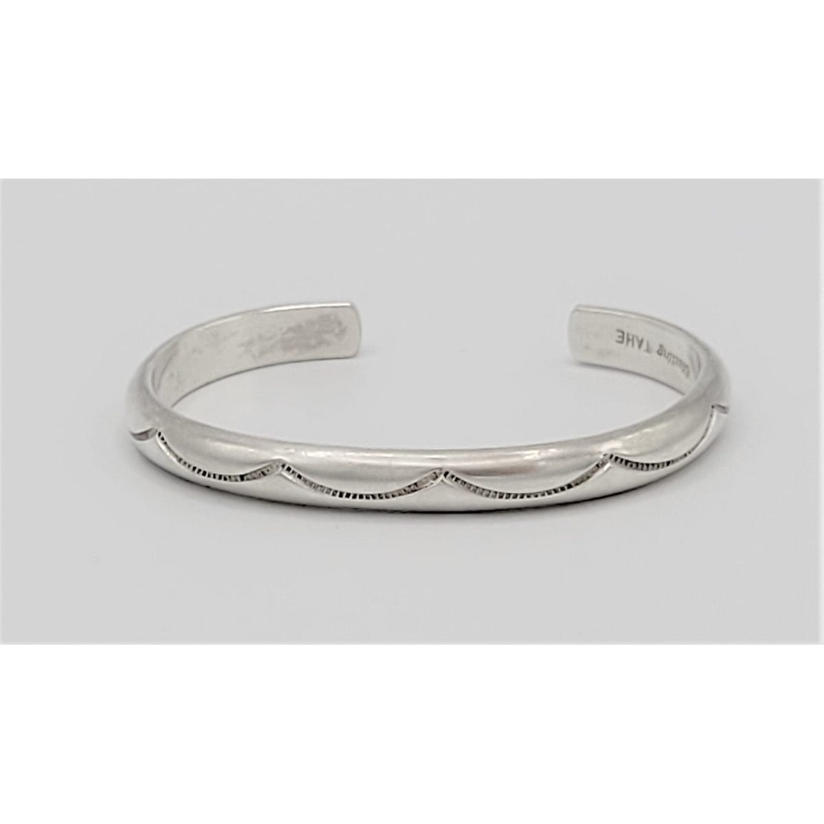 Nora Tahe Jewelry Vintage 925 Sterling Nora TAHE Bill NAVAJO Thick Stamped Cuff Bracelet Unisex 