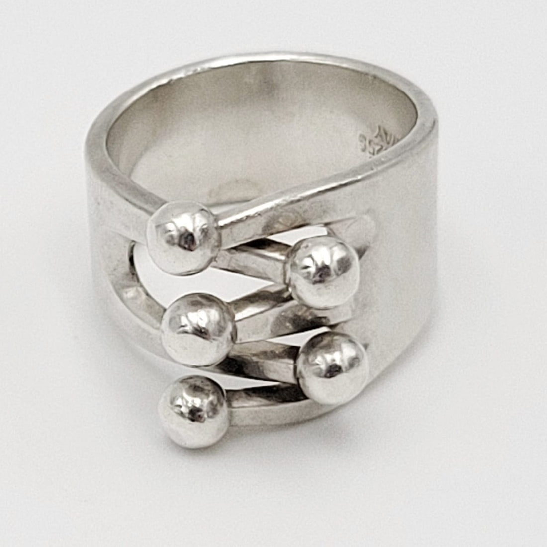 Norway Plus Designs Jewelry Designer Norway + Designs AGE Sterling Modernist 5 Prong Jester Size 6.5 Ring &