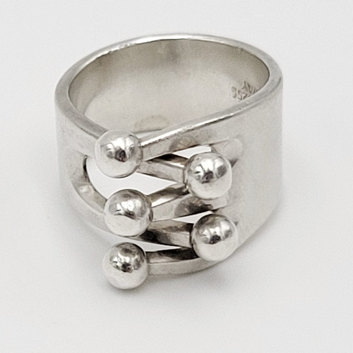 Norway Plus Designs Jewelry Designer Norway + Designs AGE Sterling Modernist 5 Prong Jester Size 6.5 Ring &