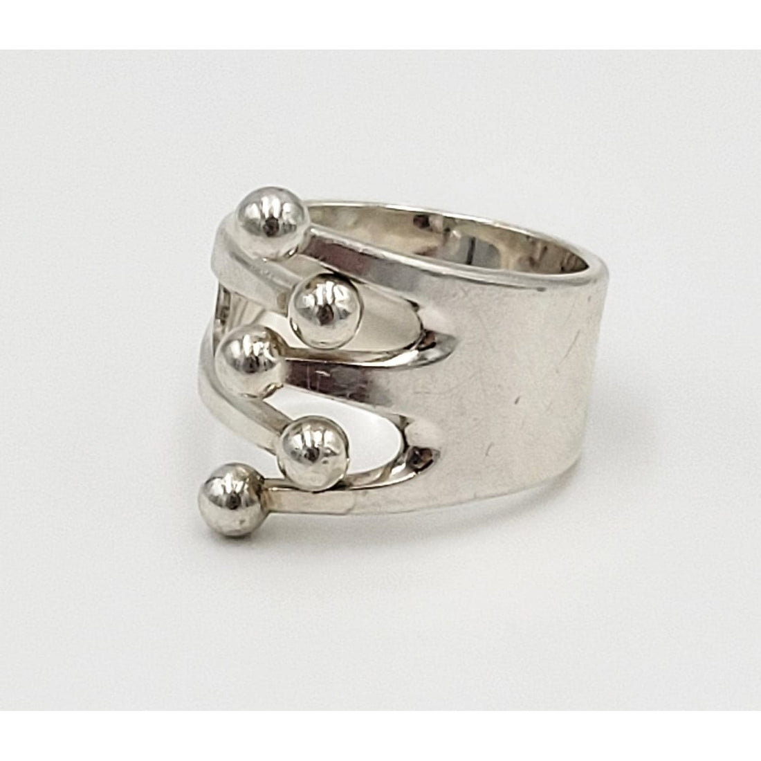 Norway Plus Designs Jewelry Designer Norway Plus Designs AGE Sterling Modernist 5 Prong Jester Ring 1960s