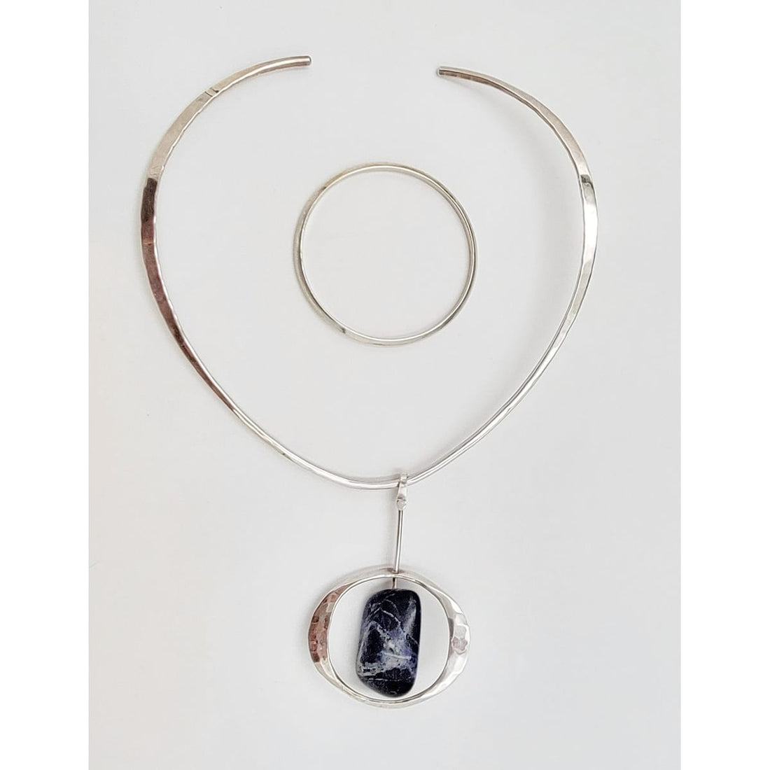Norway Plus Designs Jewelry Superb Norway+Designs Modernist Sterling Lapis Necklace &amp; Bangle Set 1960s