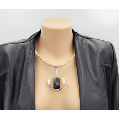 Norway Plus Designs Jewelry Superb Norway+Designs Modernist Sterling Lapis Necklace &amp; Bangle Set 1960s