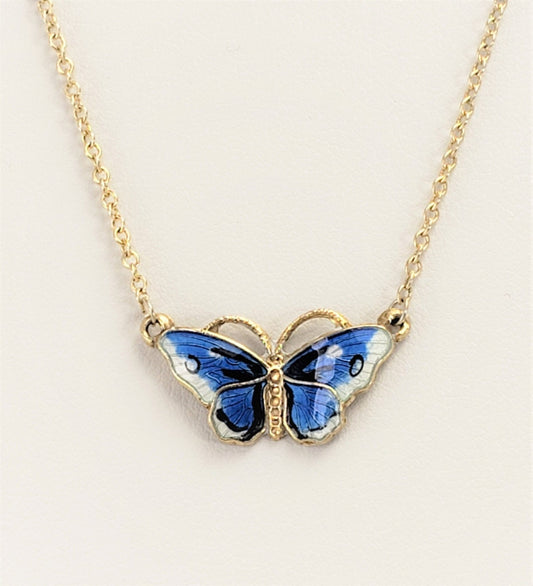 Ole Petter Raasch Olsen OPRO Norway 925 Sterling Silver & Enamel Butterfly Necklace - Trendy MCM Home