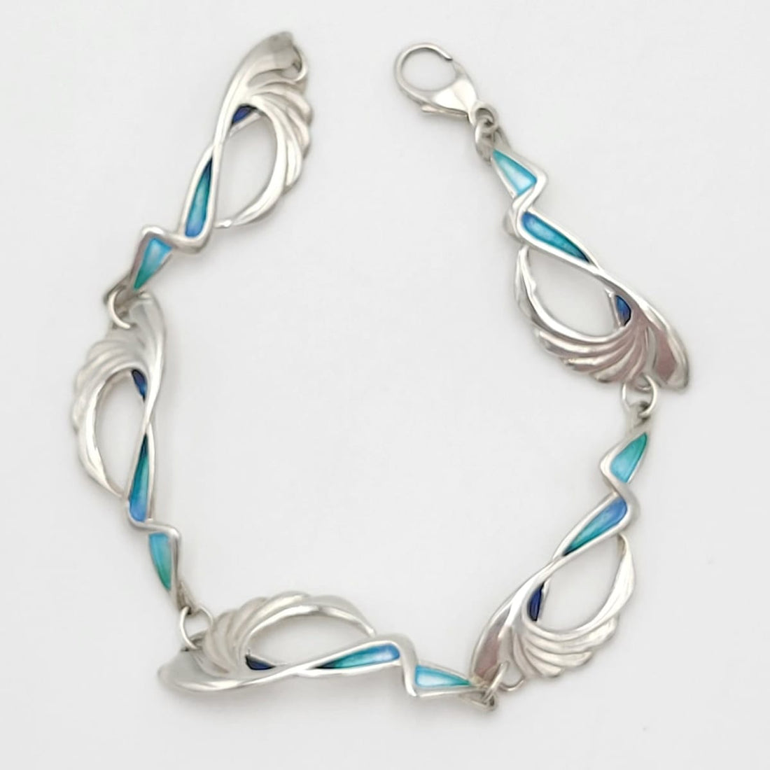 Pat Cheney Jewelry Scottish Designer Pat Cheney Malcolm Gray Sterling Enamel Art Deco Bracelet 80s