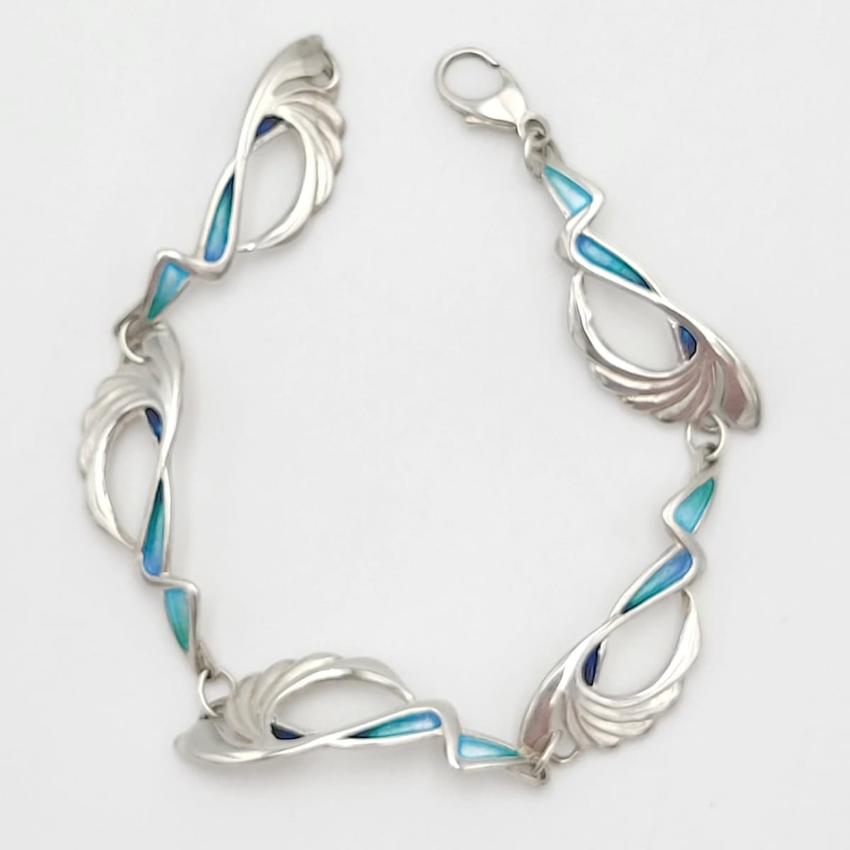 Pat Cheney Jewelry Scottish Designer Pat Cheney Malcolm Gray Sterling Enamel Art Deco Bracelet 80s