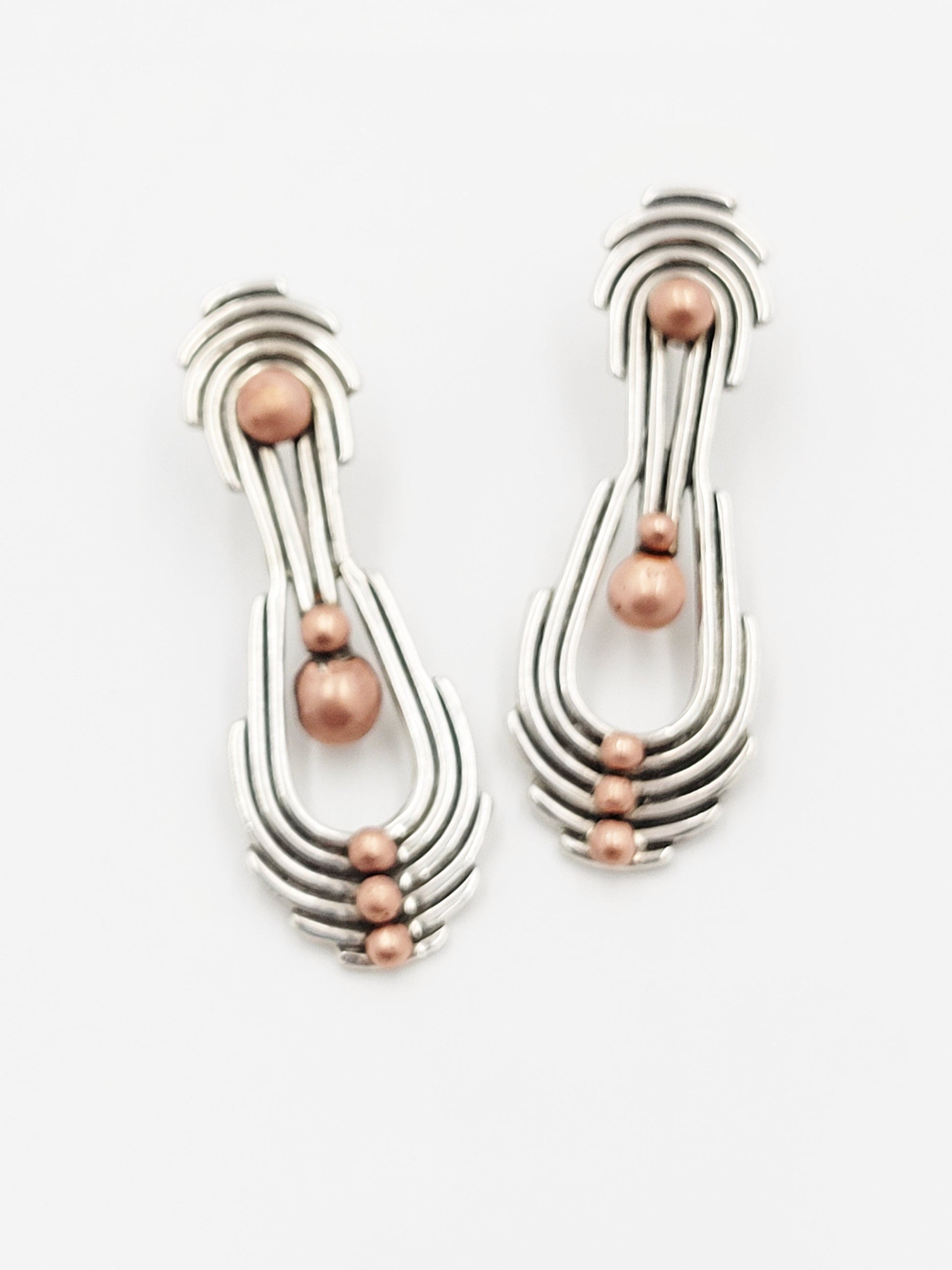 Patricia Allebrand Jewelry Designer Patricia Allebrand Sterling & Copper Modernist Earrings C. 1980/90s