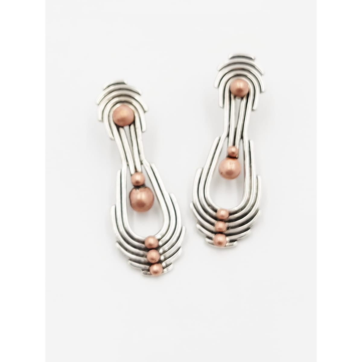Patricia Allebrand Jewelry Designer Patricia Allebrand Sterling &amp; Copper Modernist Earrings C. 1980/90s