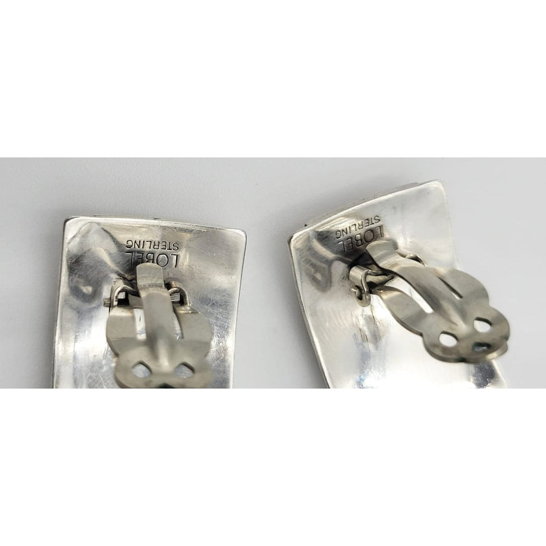 Paul Lobel Jewelry Rare NY Designer Paul Lobel Sterling Silver Modernist Earrings Circa 1950s
