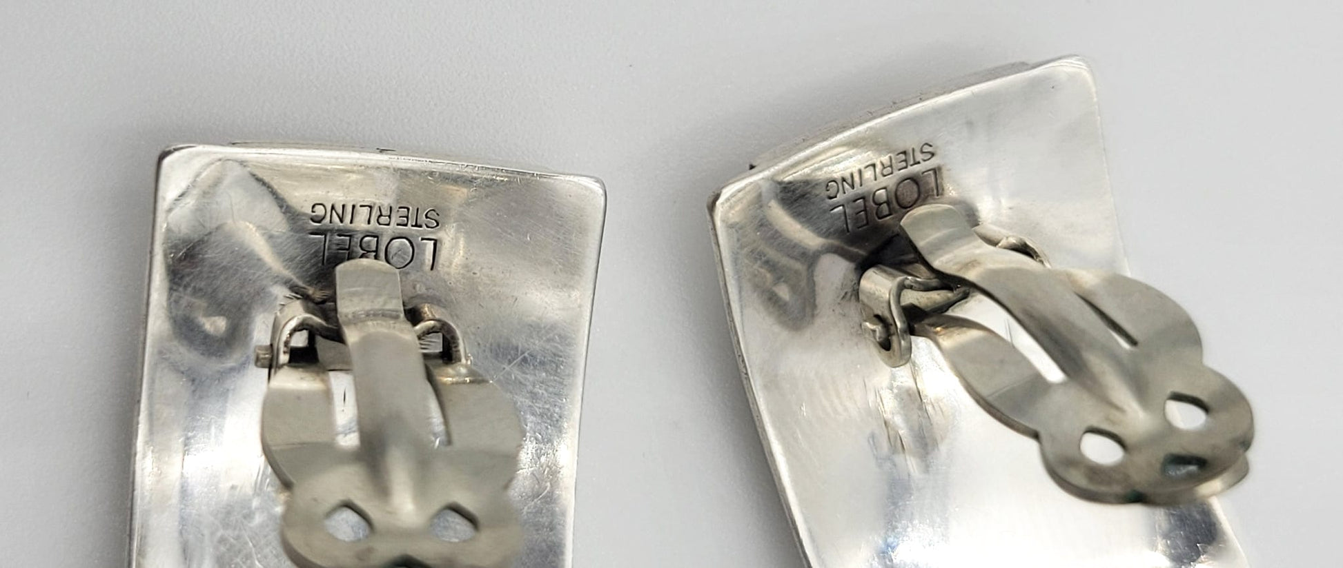 Paul Lobel Jewelry Rare NY Designer Paul Lobel Sterling Silver Modernist Earrings Circa 1950s