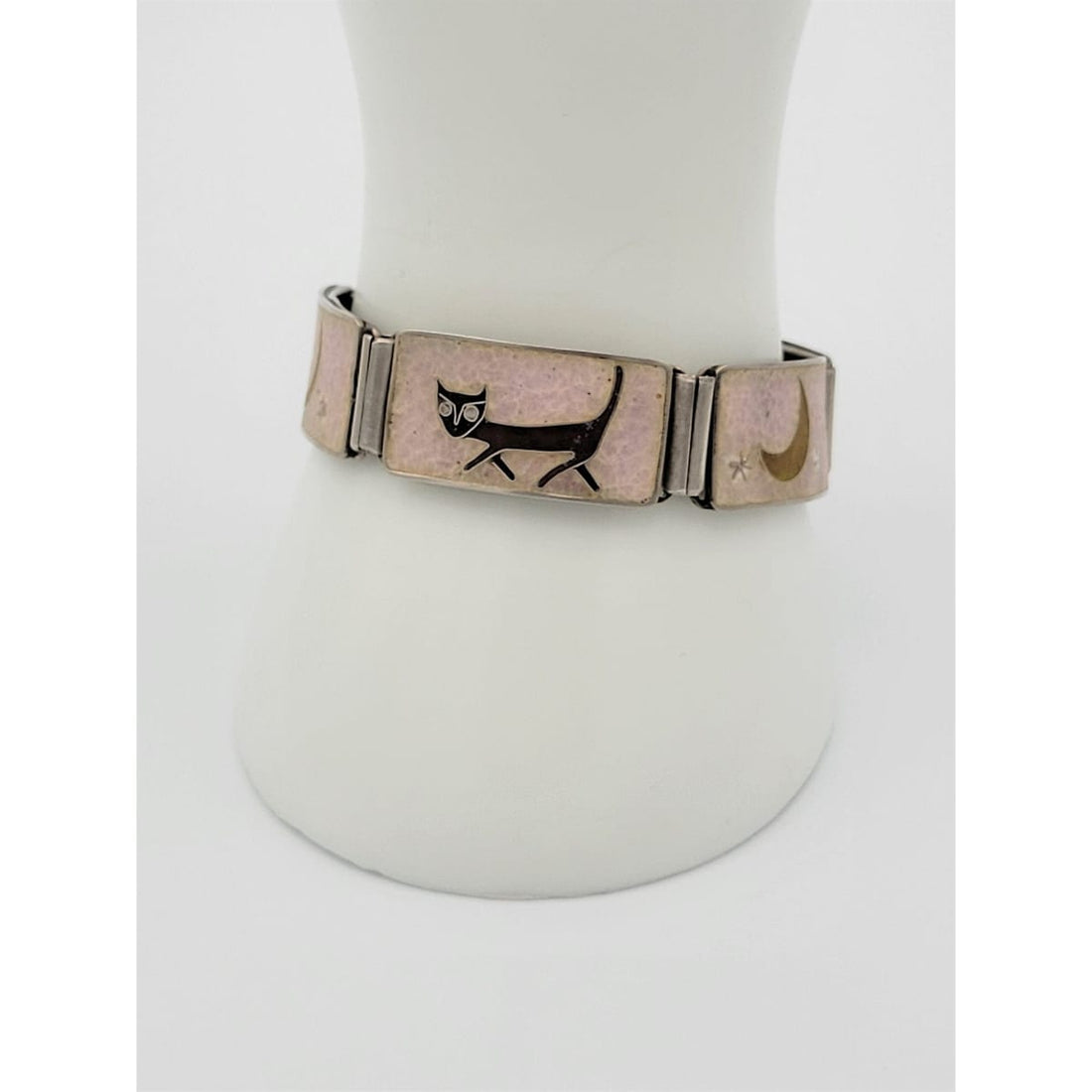 Perli Germany Jewelry RARE Perli German Enamel Sterling Modernist Night Creatures Panel Bracelet &