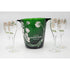 Perrier Jouet France Barware Perrier Jouet France Glass Hand-Painted Champagne Chiller Flute Set 1960s IOB