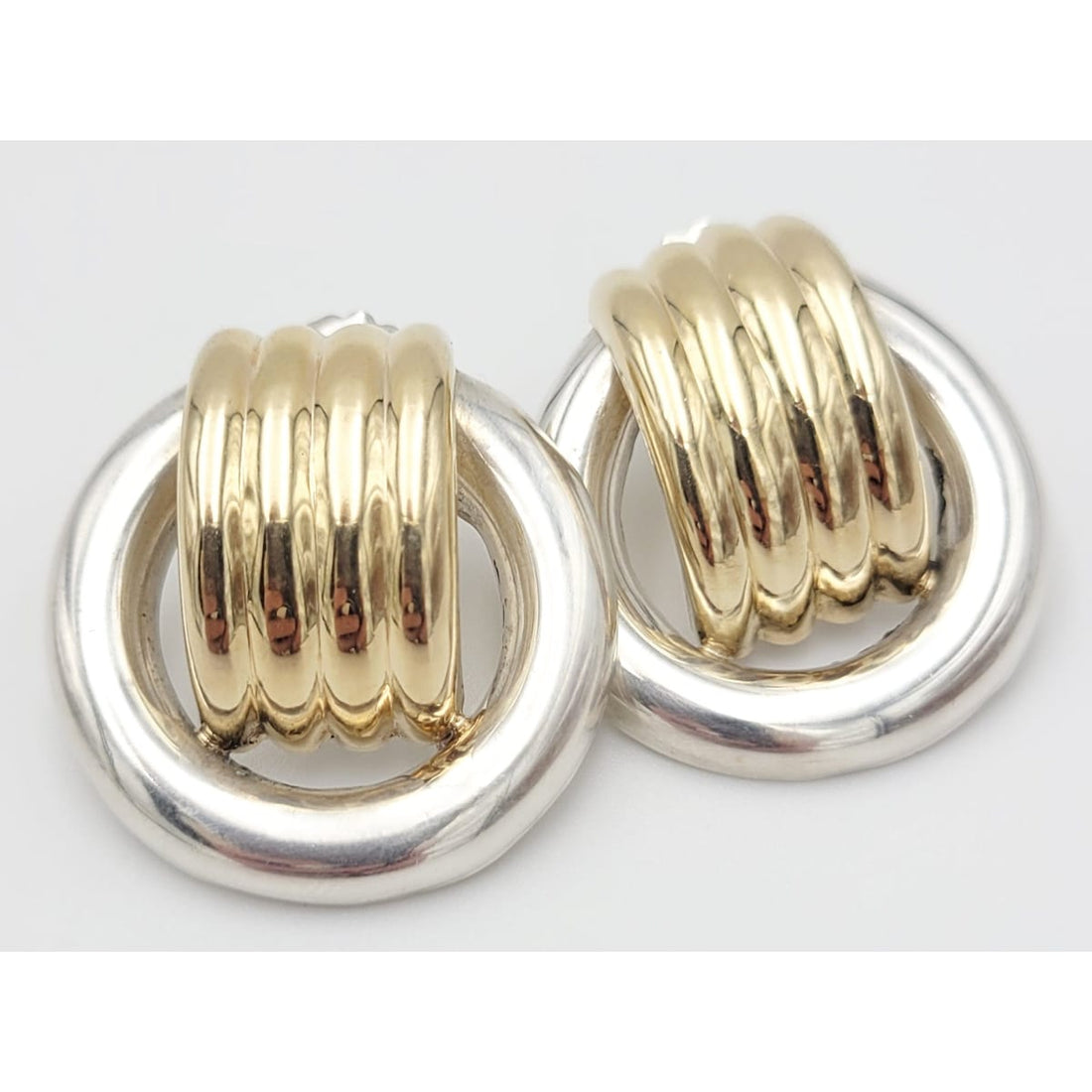 Peter Brams Designs Jewelry Peter Brams Designs Sterling &amp; 14k Gold Large Classic Doorknocker Earrings 1980s